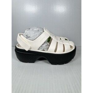 Size 8 Womens Crocs Stomp Fisherman Sandal Chalk White 209938-0WV Unisex NEW